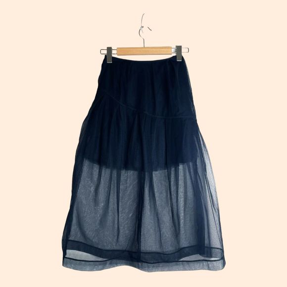 Simone Rocha Black Tulle Midi Skirt - Picture 1 of 12